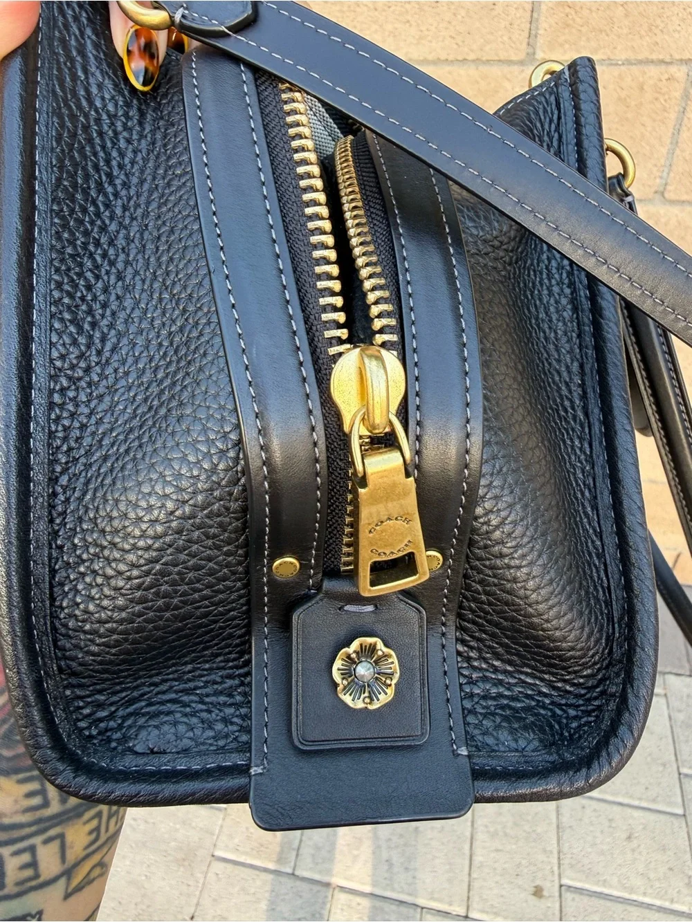 Coach Black Pebbled Leather rogue 25 with Gold Hardware